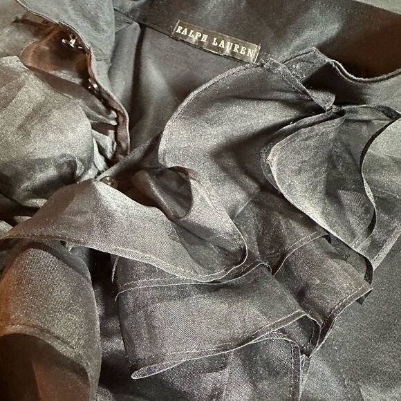 Ralph Lauren Black Label Cotton Sleeveless Silk Ruffle Blouse - Picture 7 of 17